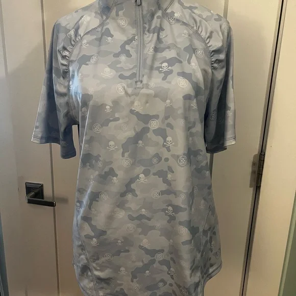 Skull & Camo Light Blue Women’s G/FORE LPGA Queen City Championship Shirt - Picture 1 of 5